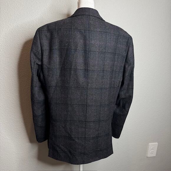 Jos. A. Bank Mens Sz 42R Gray Windowpane Jacket Tailored Fit Wool Blazer - Picture 2 of 12